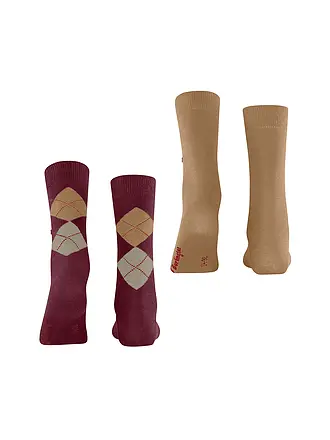 BURLINGTON | Calcetines de mujer EVERYDAY, paquete de 2, 36-41 crema | dunkelrot